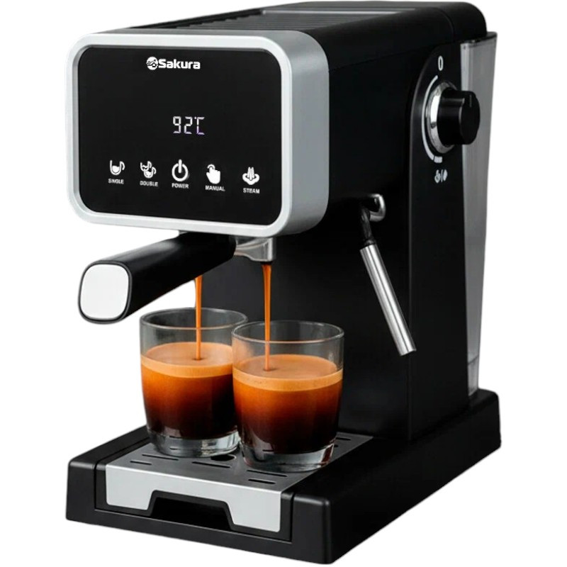 Кофеварка эл. 1100Вт, емкость 1300мл, рожковая SA-6123 SAKURA Кофеварка эл. 1100Вт, емкость 1300мл, рожковая SA-6123 SAKURA