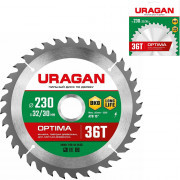 Диск пильный URAGAN Оптимальный рез по дереву 230х32/30, 36Т /36801-230-32-36_z01/ Диск пильный URAGAN Оптимальный рез по дереву 230х32/30, 36Т /36801-230-32-36_z01/
